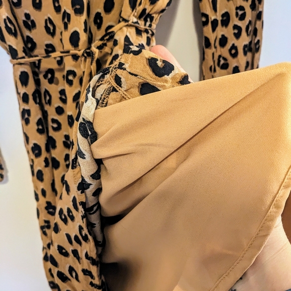 A New Day Cheetah Print Long Sleeve Tie Waist Sheath Dress sz M - Picture 6 of 15